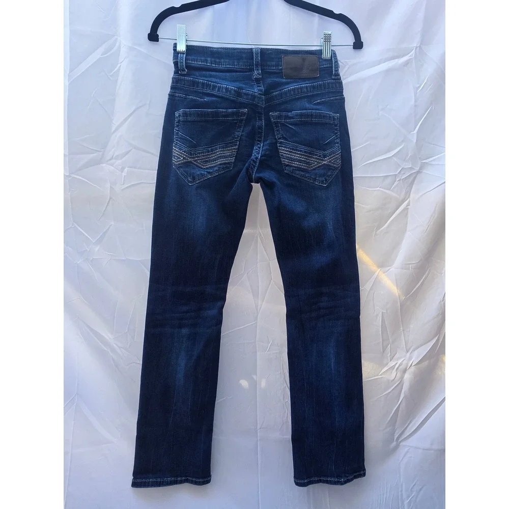 BKE Aiden Bootleg Jeans Boys 27R Dark Wash Stretch Denim Embroidered Pockets